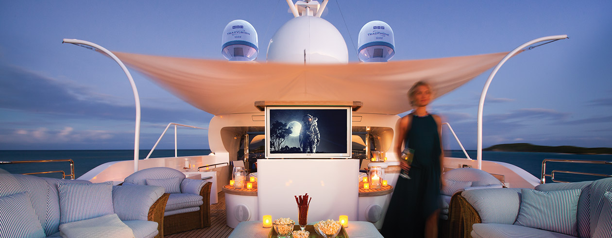 Woman on Yacht with Dual Domes