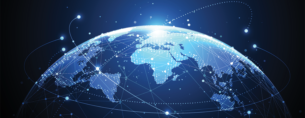 globe with connection lines depicting global connectivity