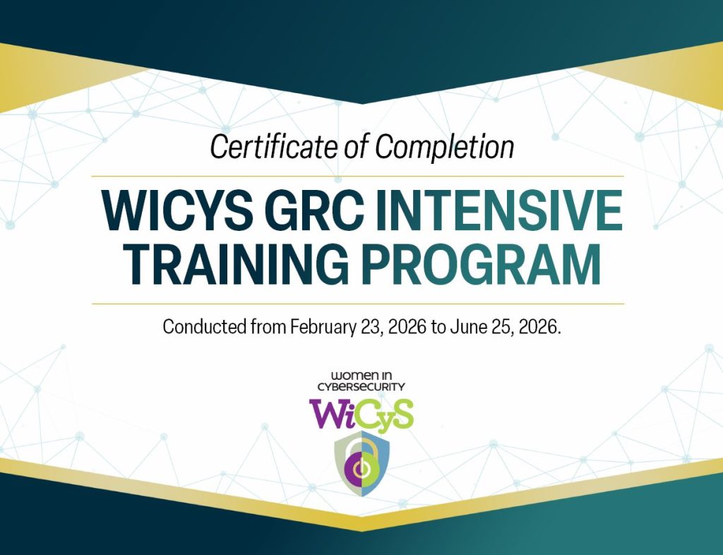 WICYS GRC Intensive Training Program Certificate